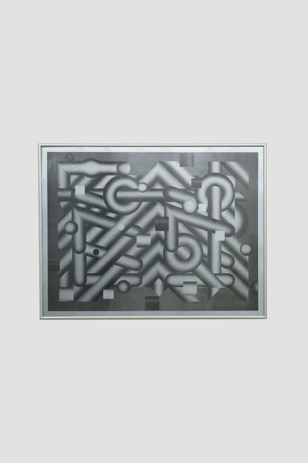 Geometric Op Art Print, 1976