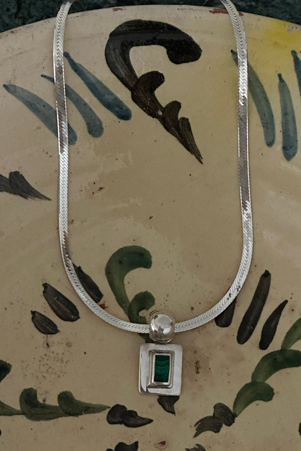 Malachite + Herringbone Necklace