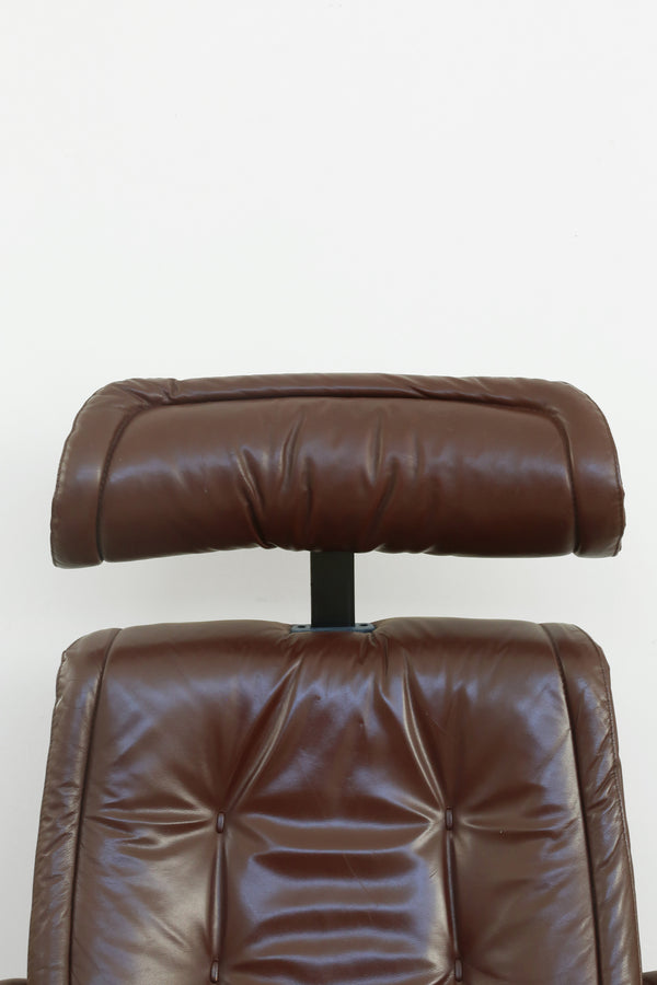 Brown Lounger Chair + Ottoman Set