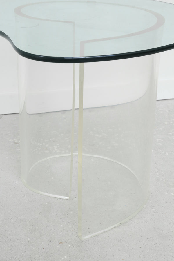 Biomorphic Lucite and Glass Side Table