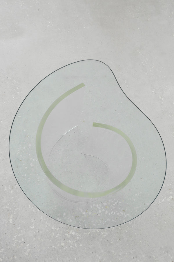 Biomorphic Lucite and Glass Side Table
