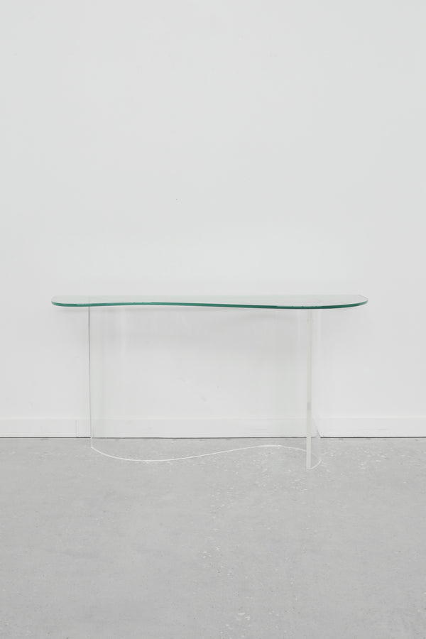 Biomorphic Lucite and Glass Console Table