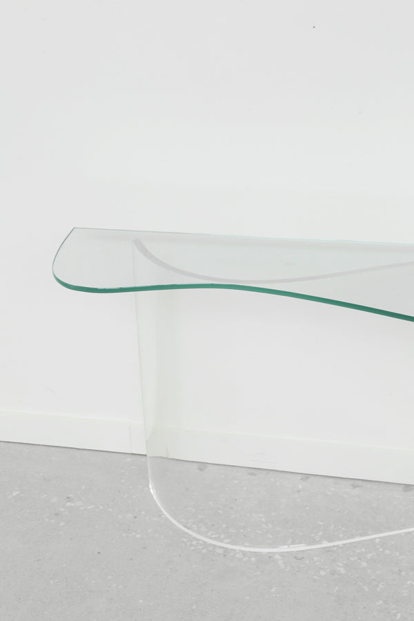Biomorphic Lucite and Glass Console Table