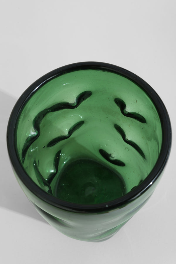 Hand-Blown Green Glass Vase
