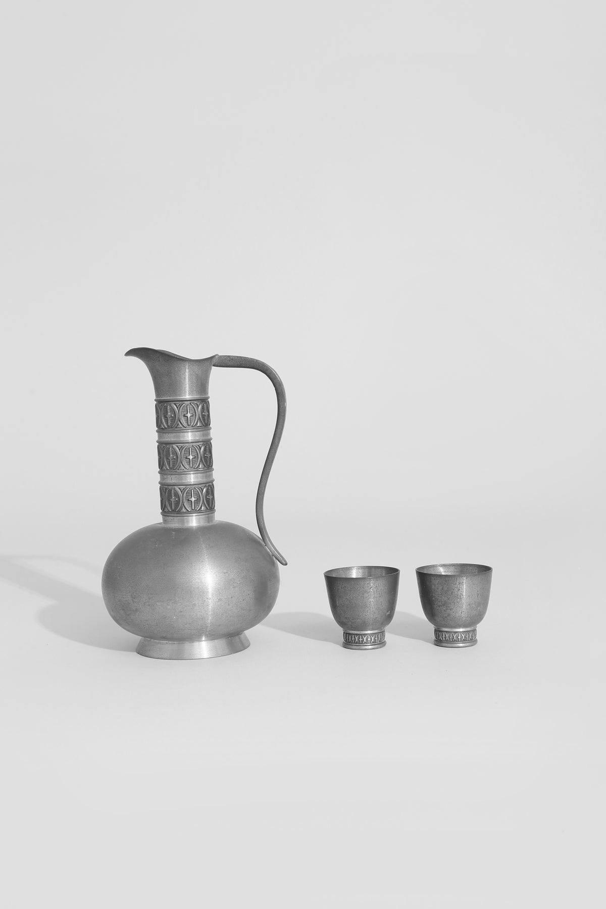Norwegian Pewter Carafe + Cup Set