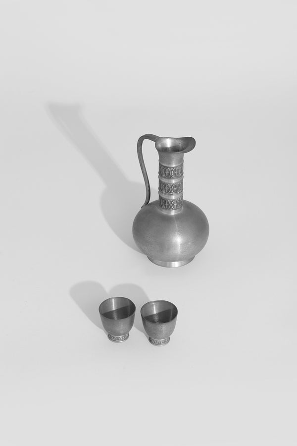 Norwegian Pewter Carafe + Cup Set