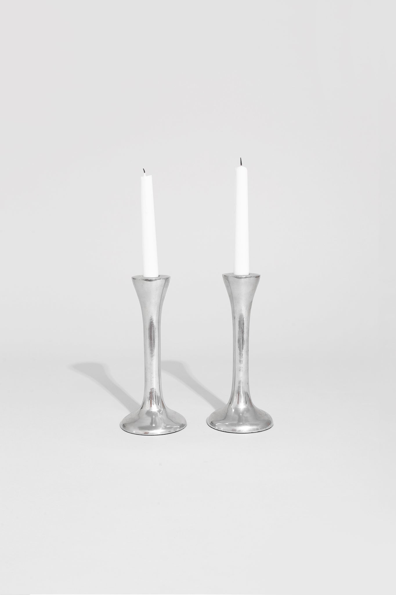 Modernist Chrome Candleholder Set