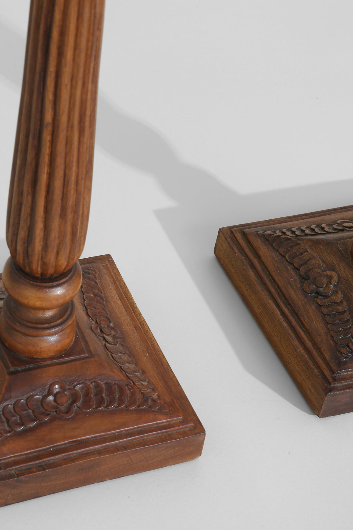 Tall Hand-Carved Candleholder Set
