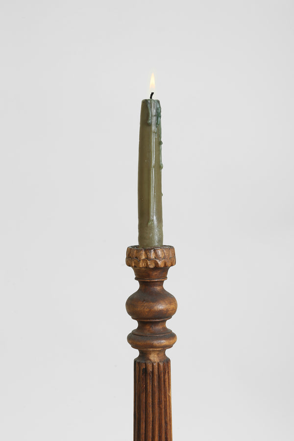 Tall Hand-Carved Candleholder Set