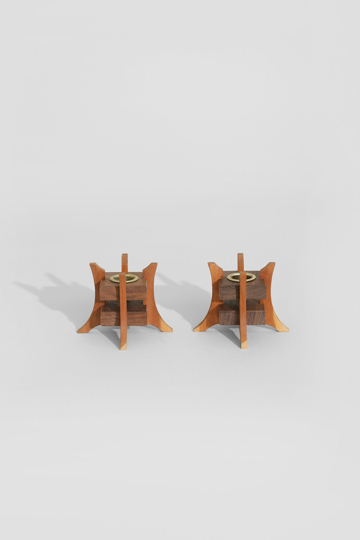 Architectural Wood Candleholder Set