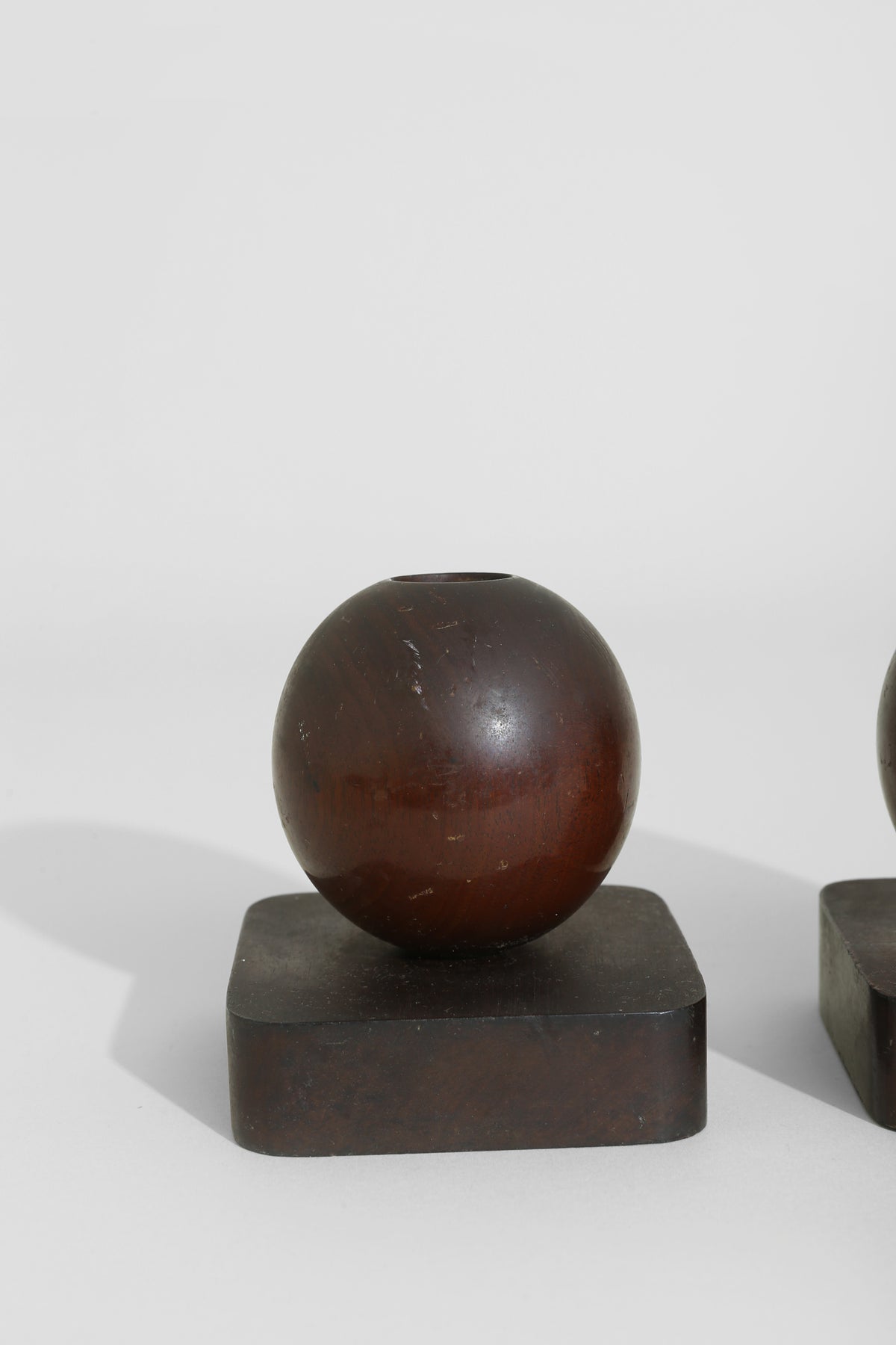Wood Sphere Candleholder Set