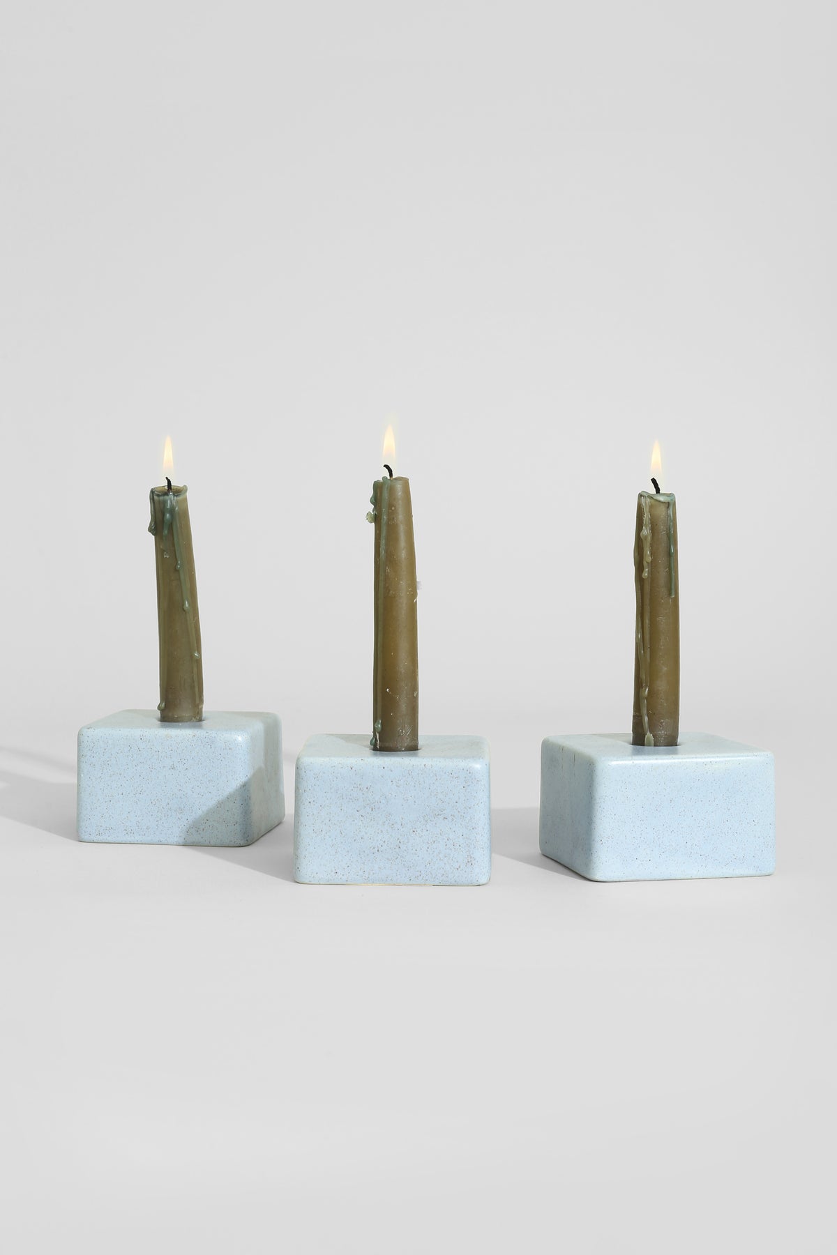 Ceramic Block Candleholder Trio