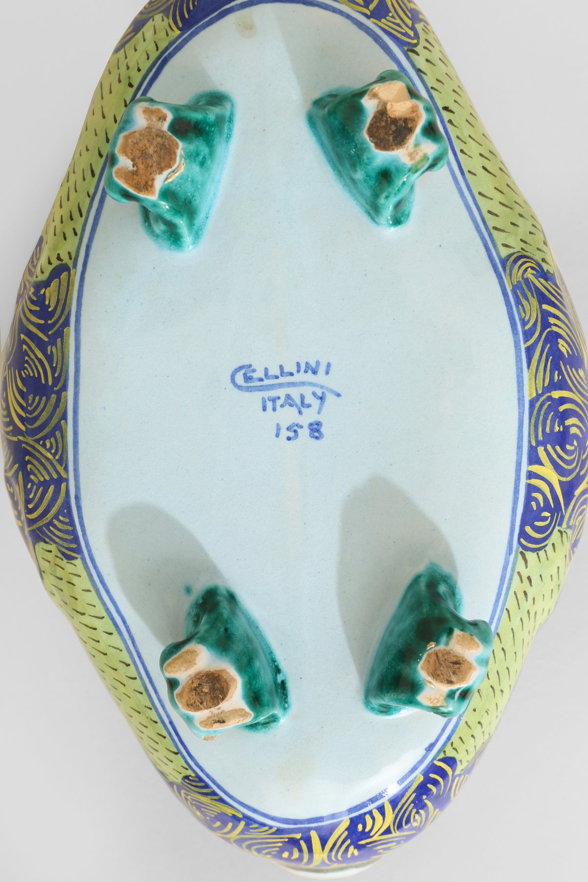 Cellini Italy Hand-Painted Ceramic Centerpiece