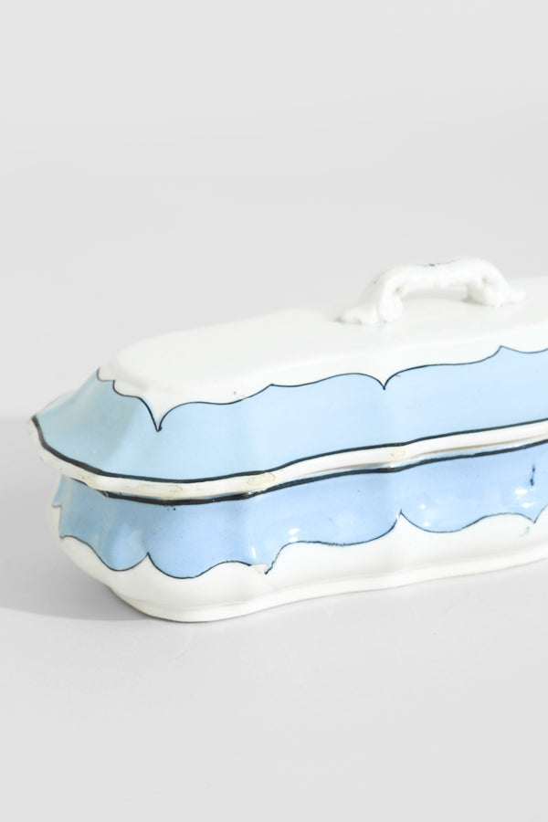 Blue & White Ceramic Covered Dish
