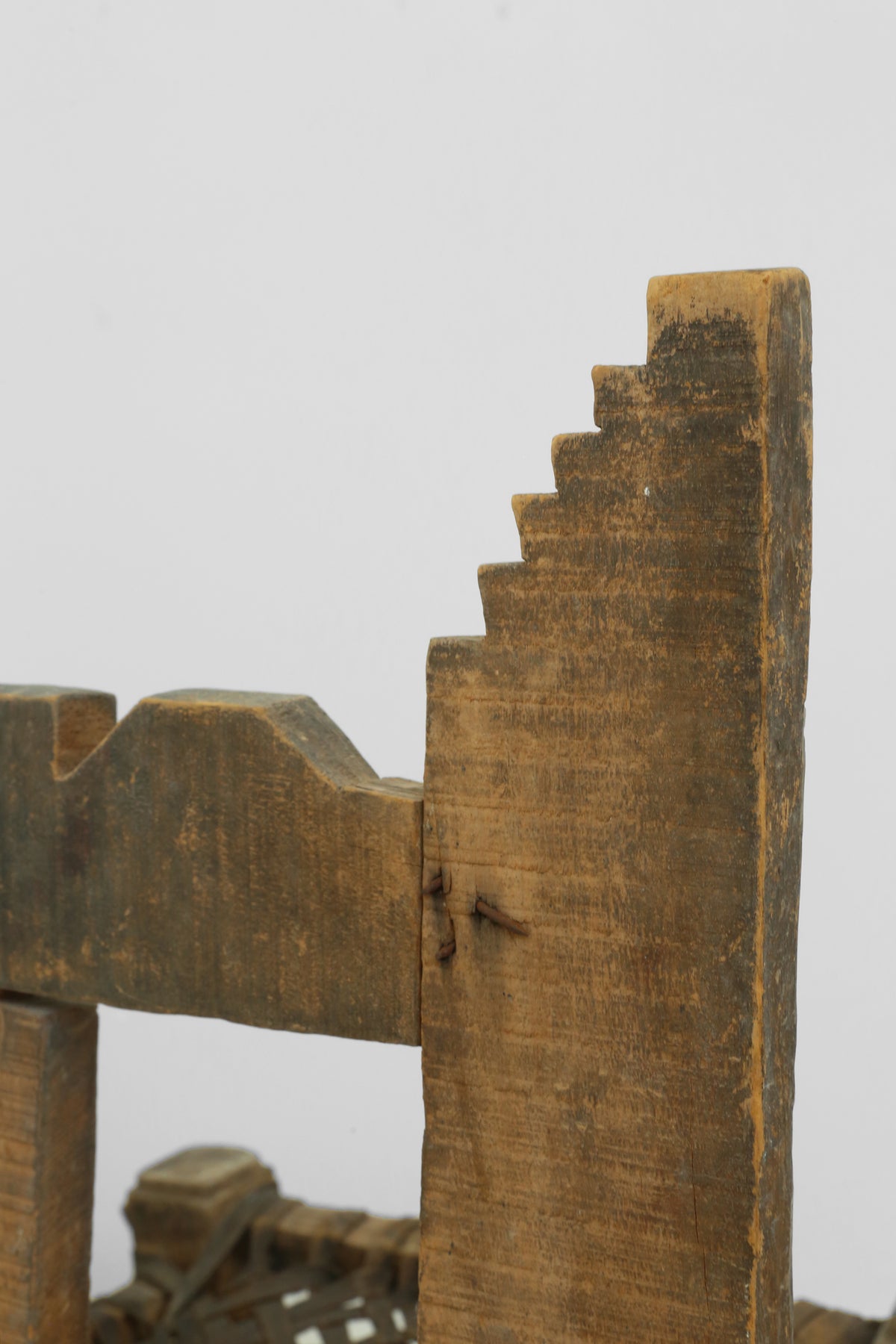 Carved Wood + Woven Leather Chair