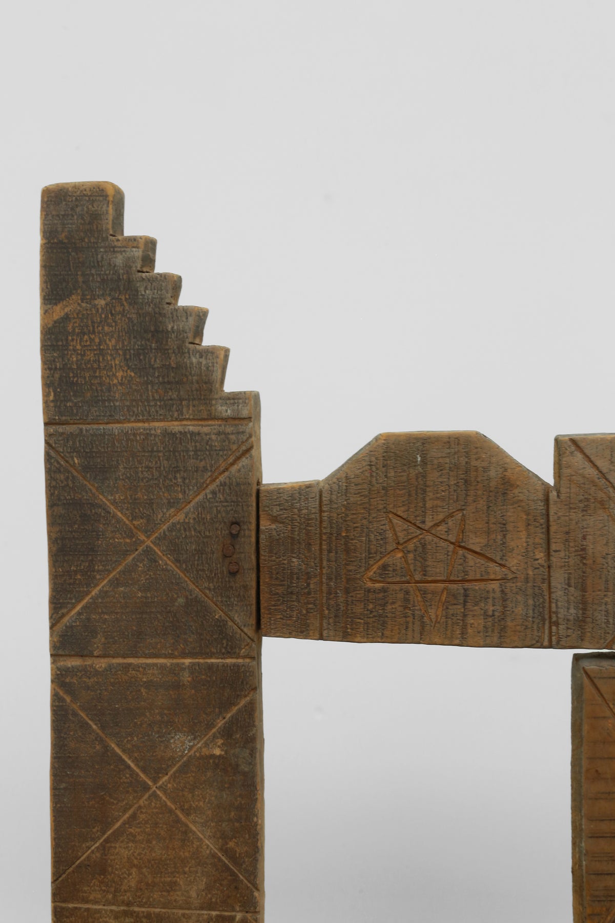 Carved Wood + Woven Leather Chair
