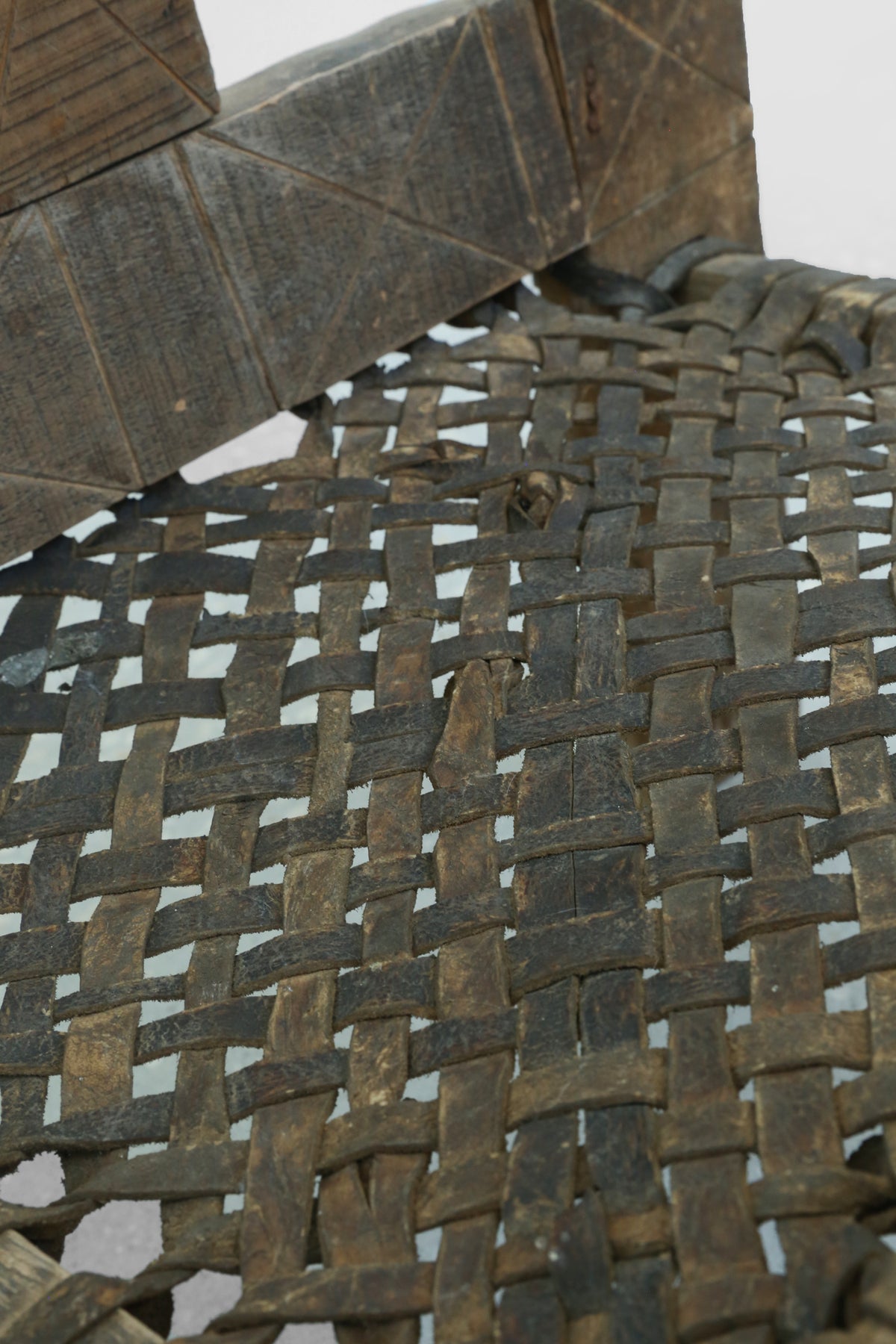 Carved Wood + Woven Leather Chair