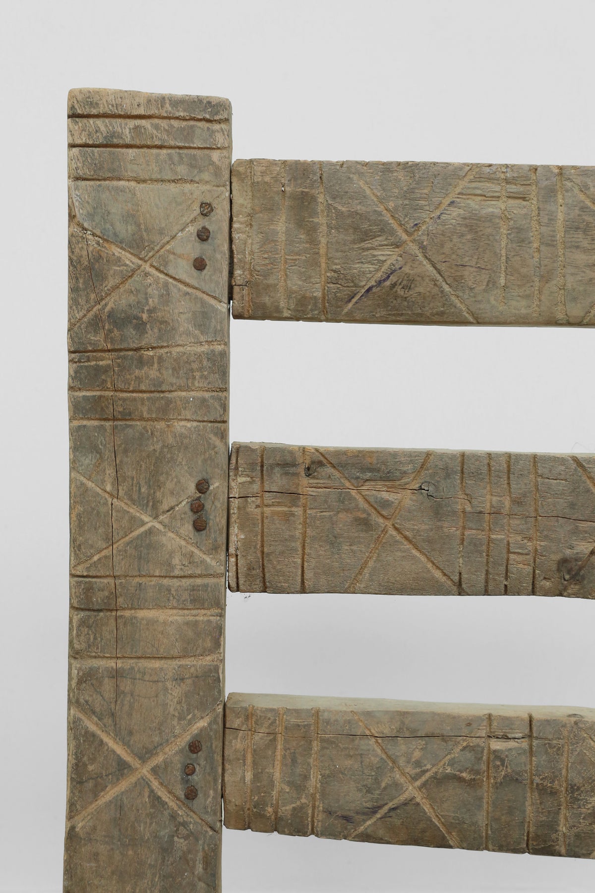Carved Wood + Woven Leather Chair