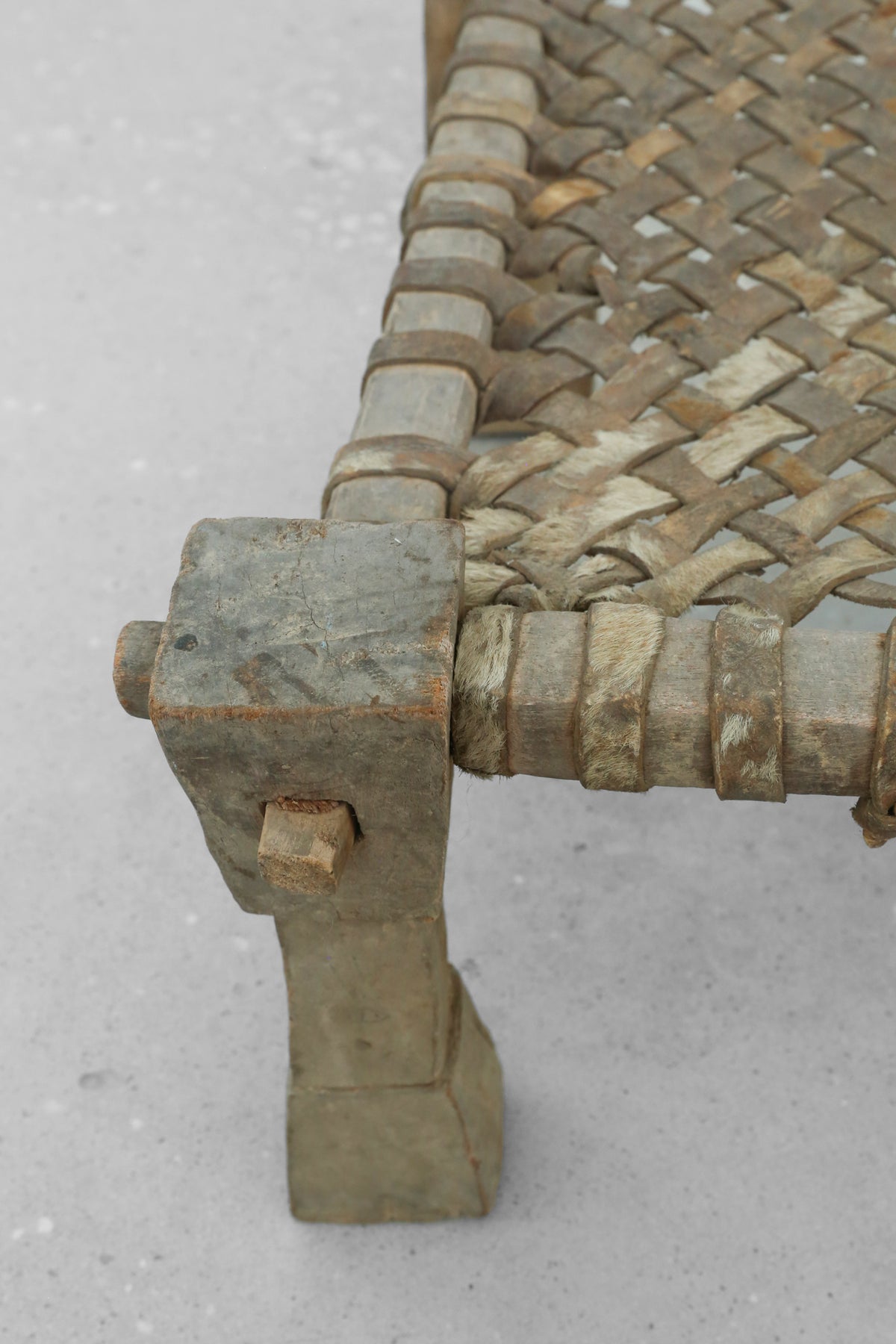 Carved Wood + Woven Leather Chair