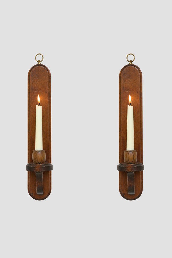Wood Wall Candleholder Set
