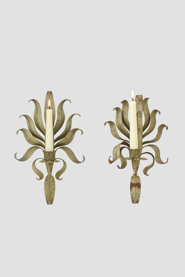 Italian Botanical Candle Sconce Set