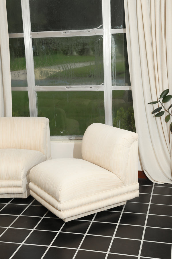 Vintage Three-Piece Curved Modular Sectional Sofa