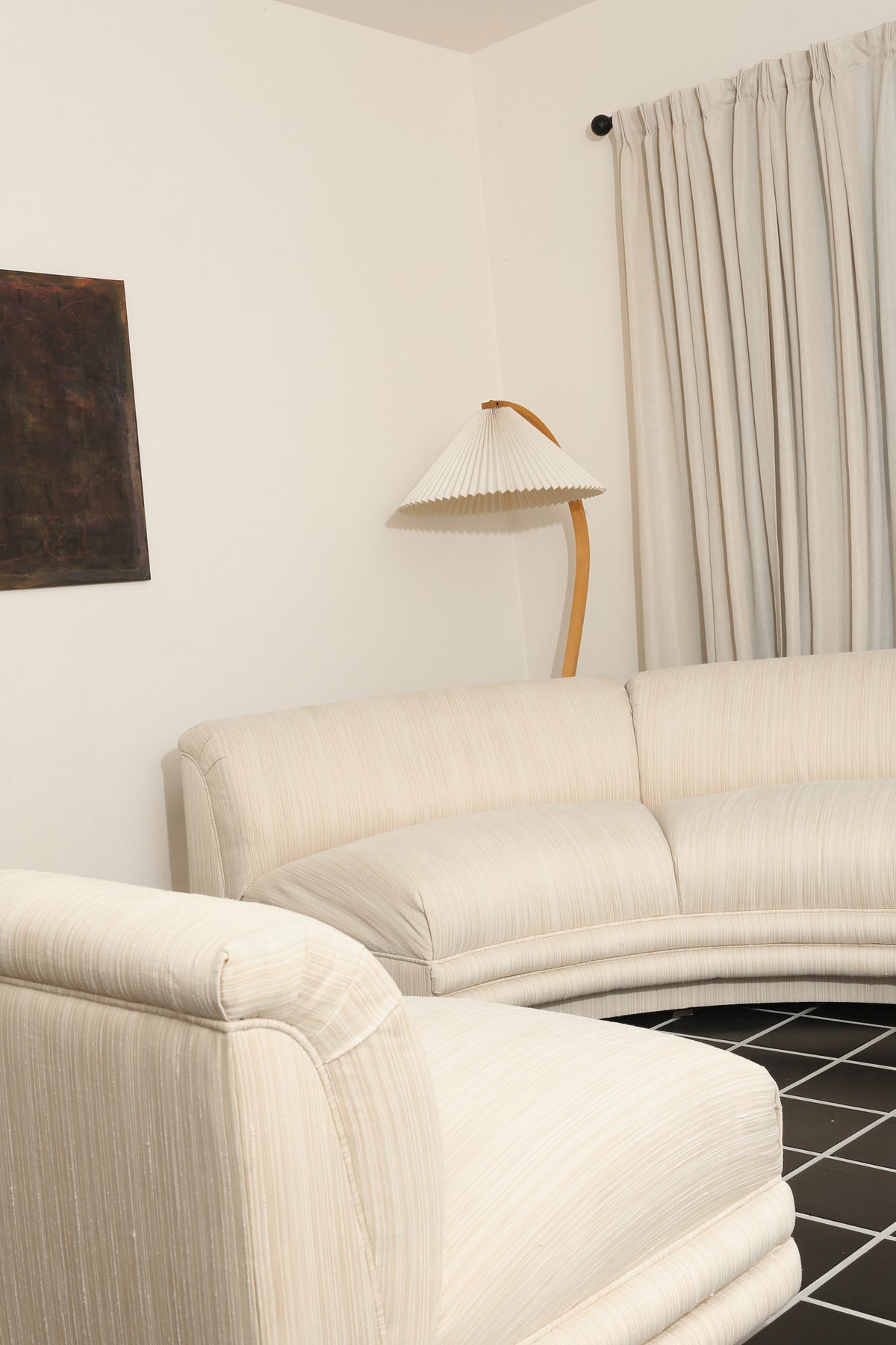 Vintage Three-Piece Curved Modular Sectional Sofa