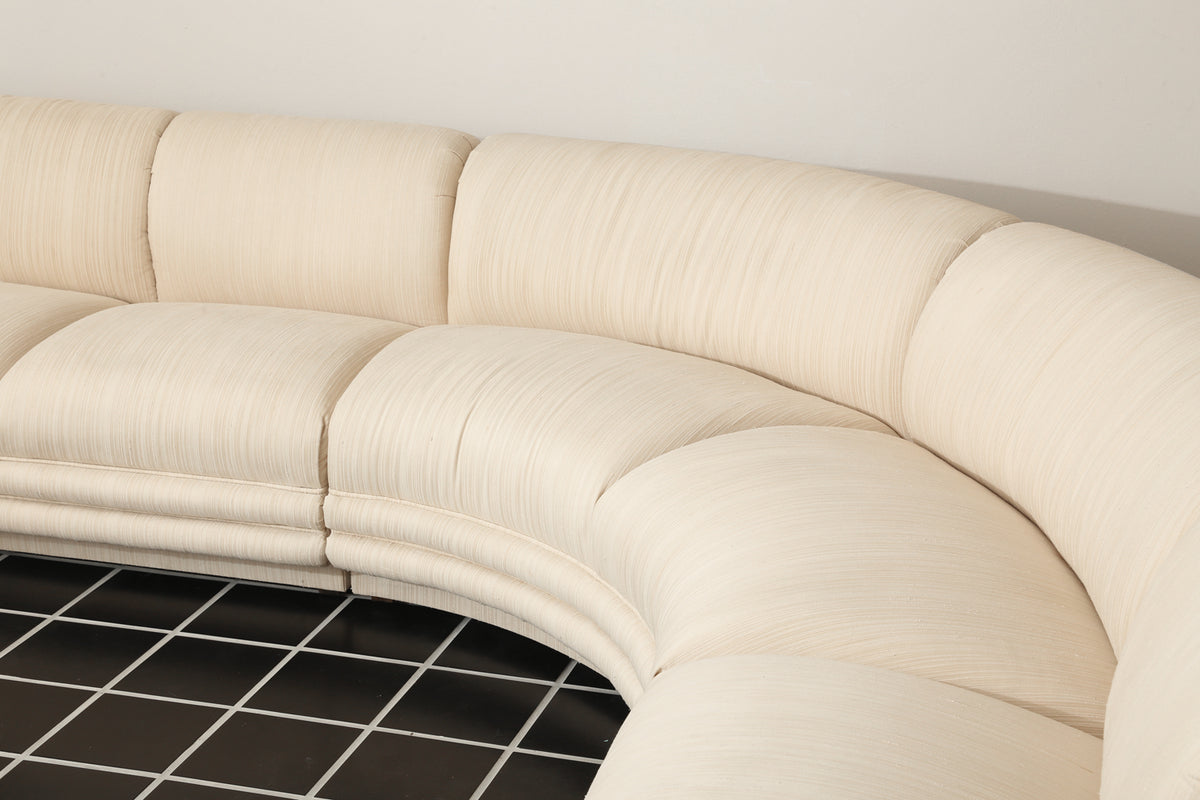 Vintage Three-Piece Curved Modular Sectional Sofa