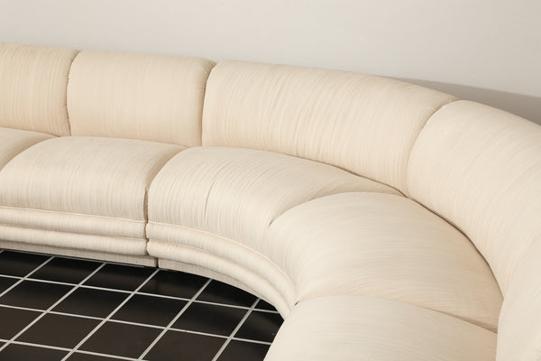 Vintage Three-Piece Curved Modular Sectional Sofa