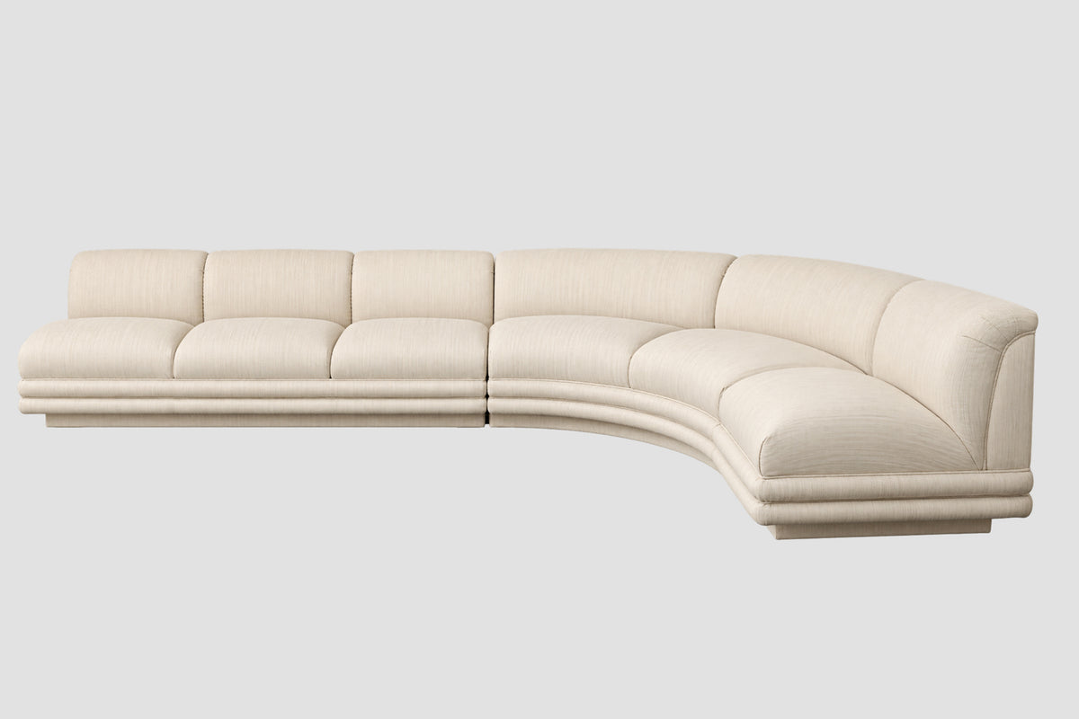 Vintage Three-Piece Curved Modular Sectional Sofa