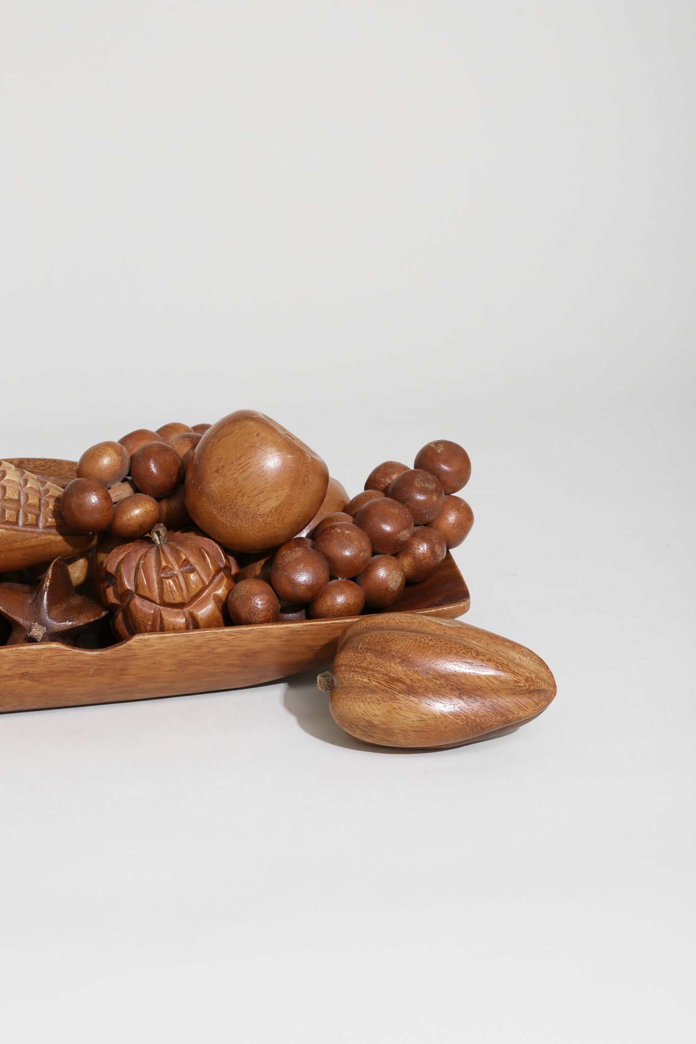 Carved Wooden Fruits + Bowl