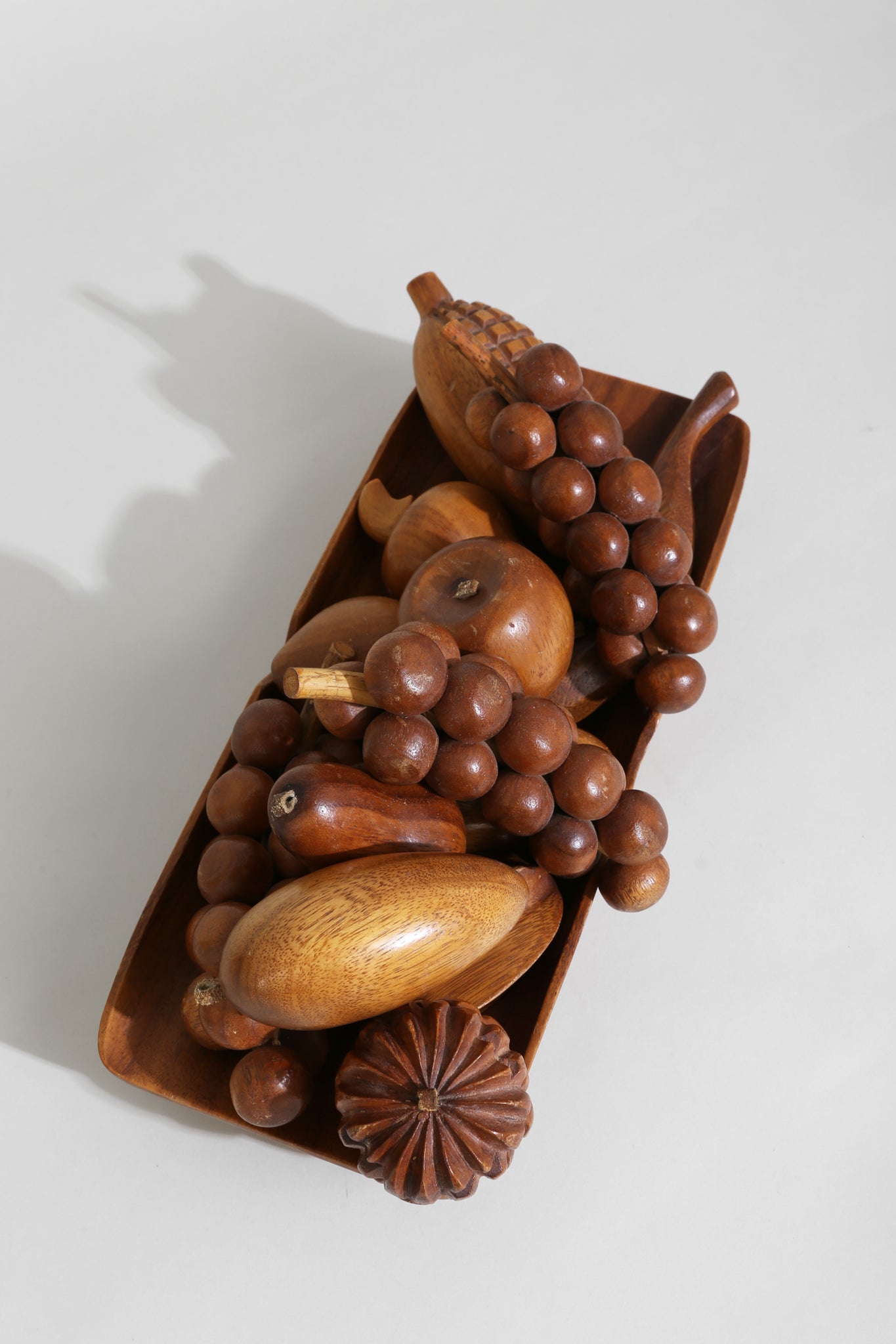 Carved Wooden Fruits + Bowl