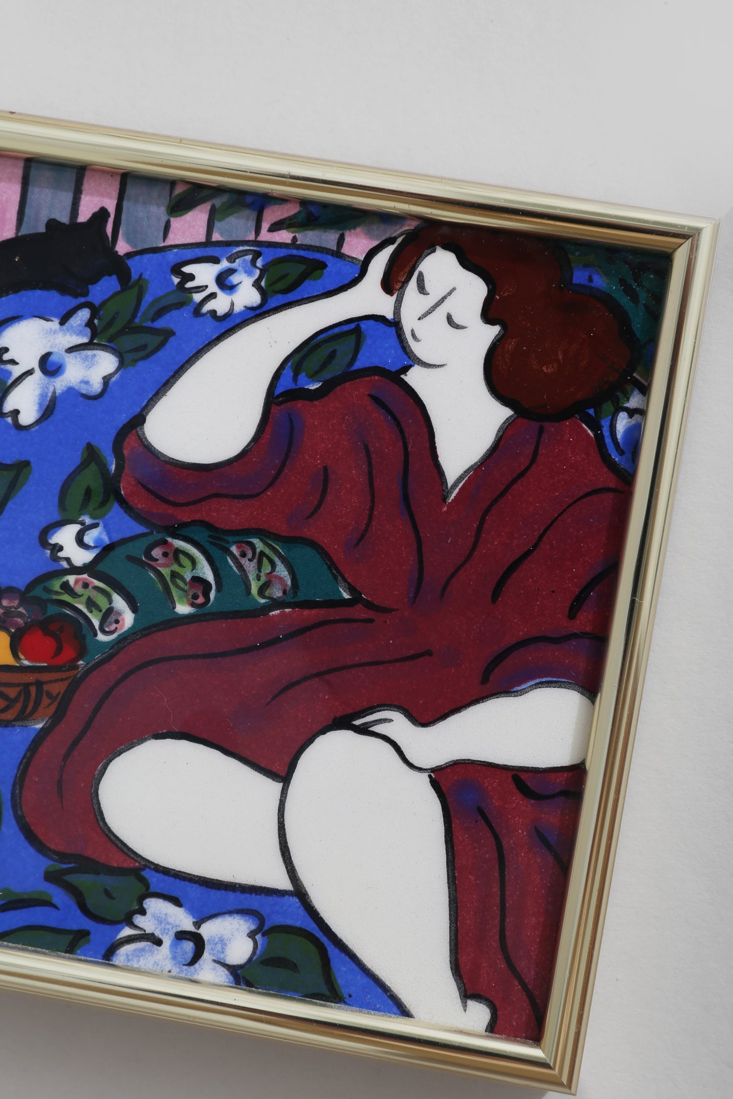 Woman Lounging, Framed Hand-Painted Artwork