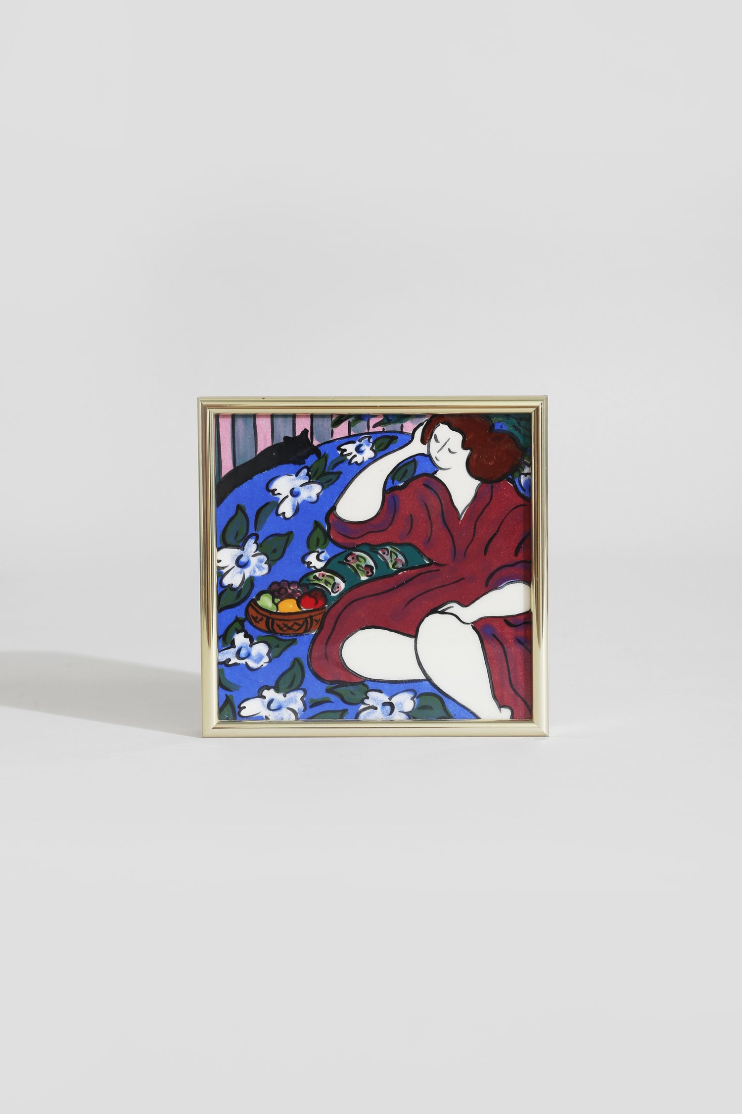 Woman Lounging, Framed Hand-Painted Artwork