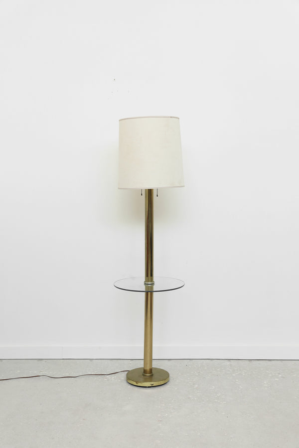 Brass Floor Lamp with Table