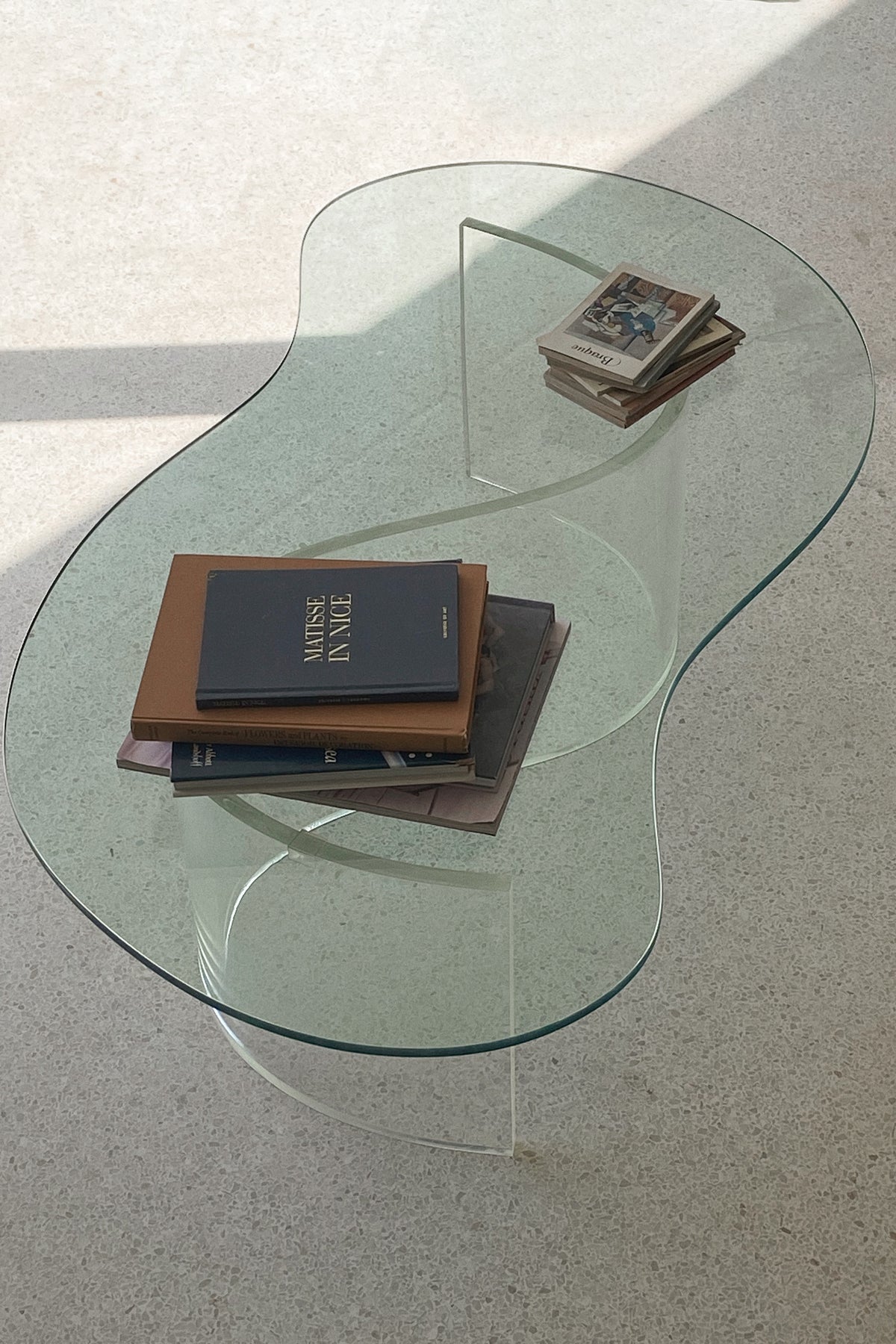 Biomorphic Lucite and Glass Coffee Table
