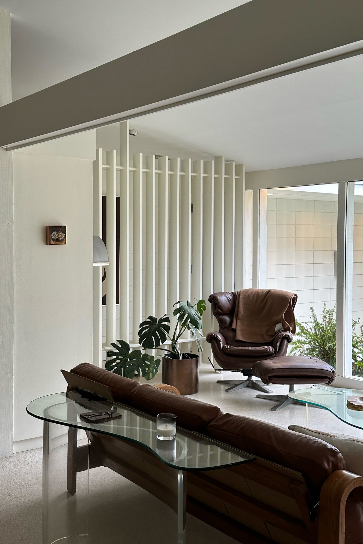 Biomorphic Lucite and Glass Console Table
