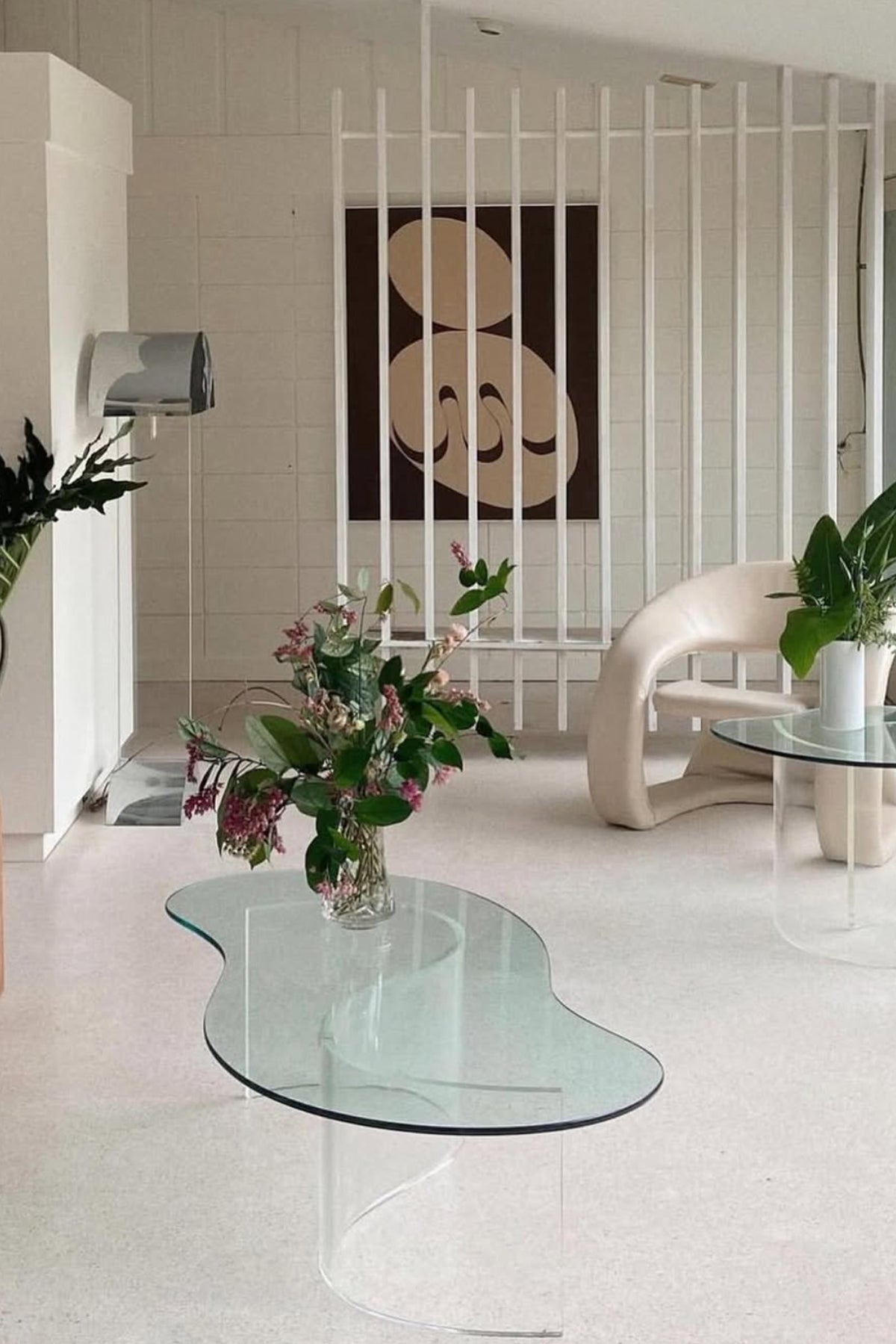 Biomorphic Lucite and Glass Coffee Table