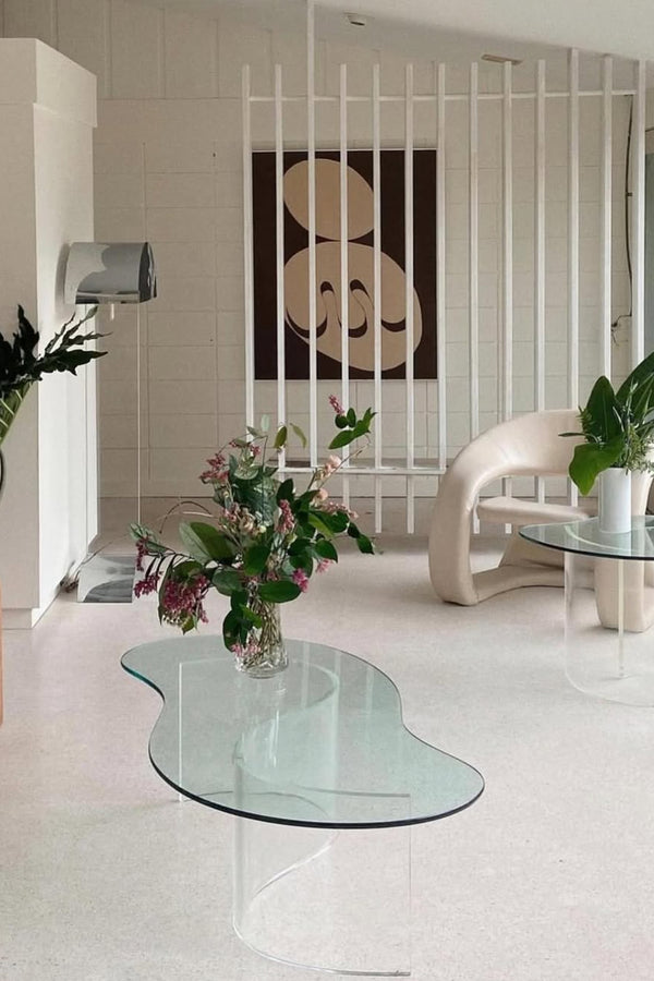 Biomorphic Lucite and Glass Coffee Table