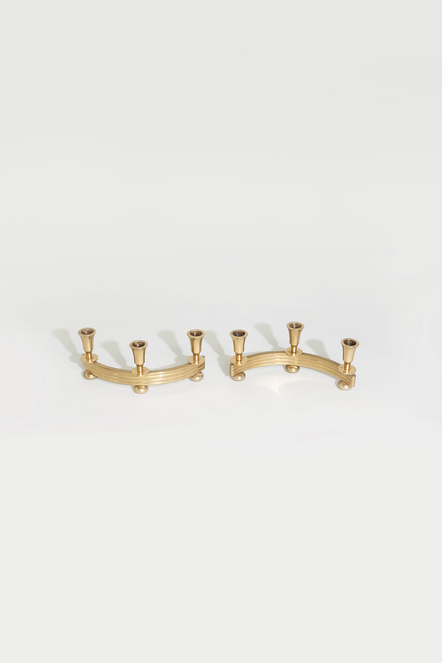 Brass Art Deco Candleholder Set