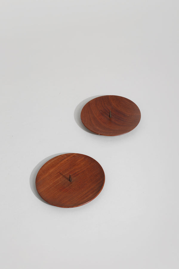 Teak Candleholder Set