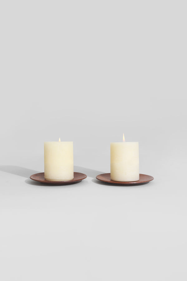 Teak Candleholder Set