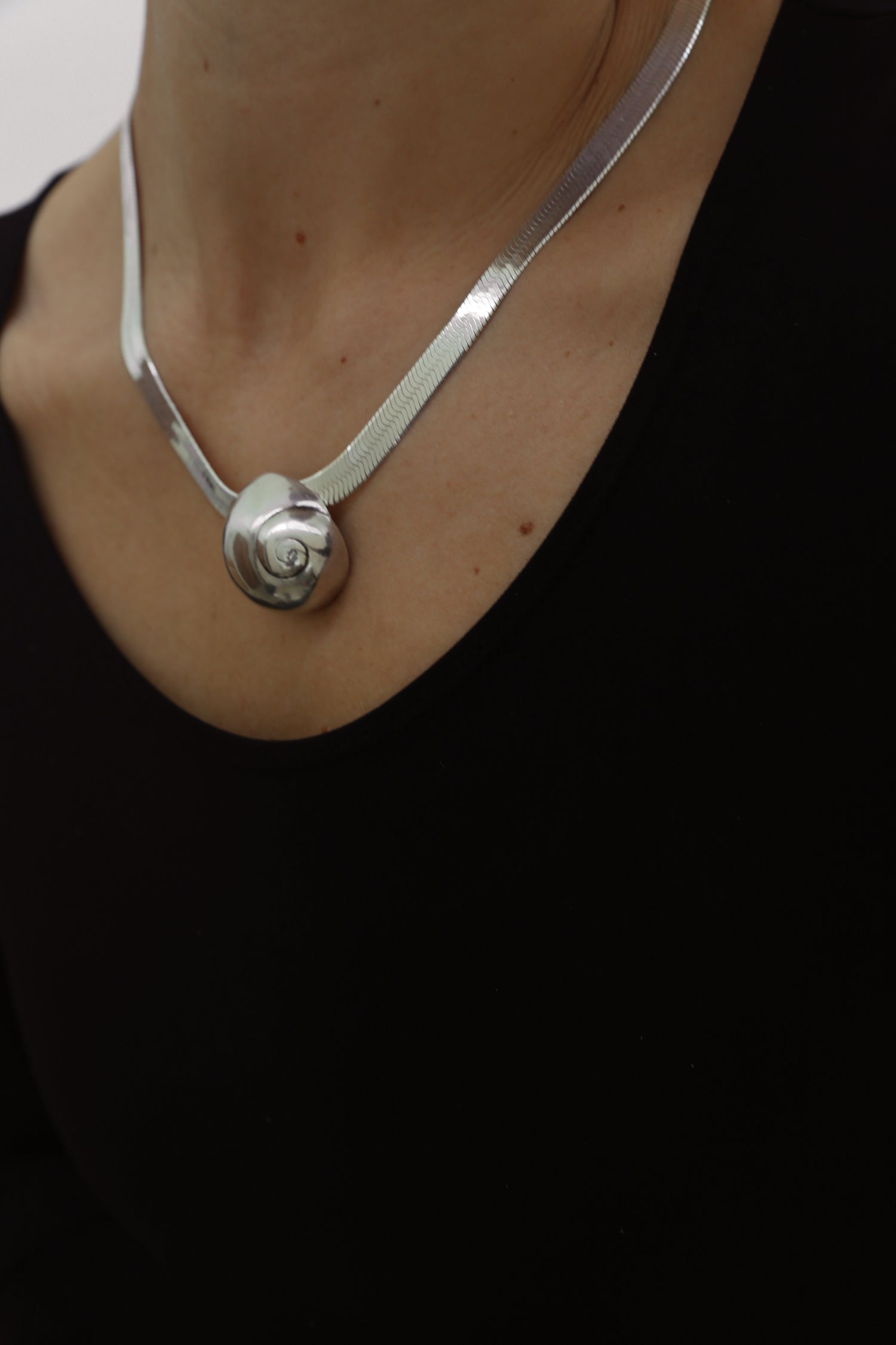 Spiral Shell Herringbone Necklace