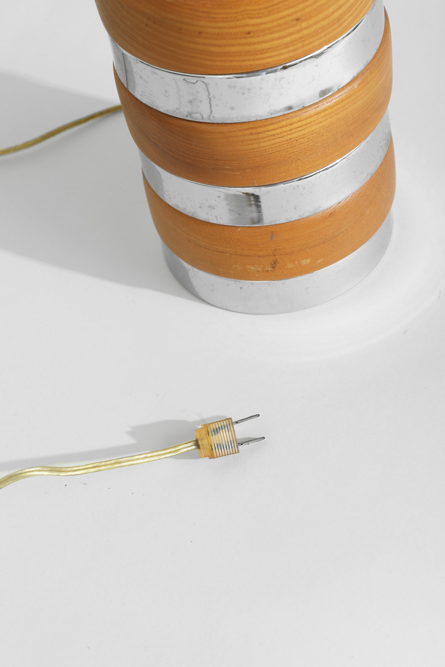 Chrome + Wood Stripe Table Lamp