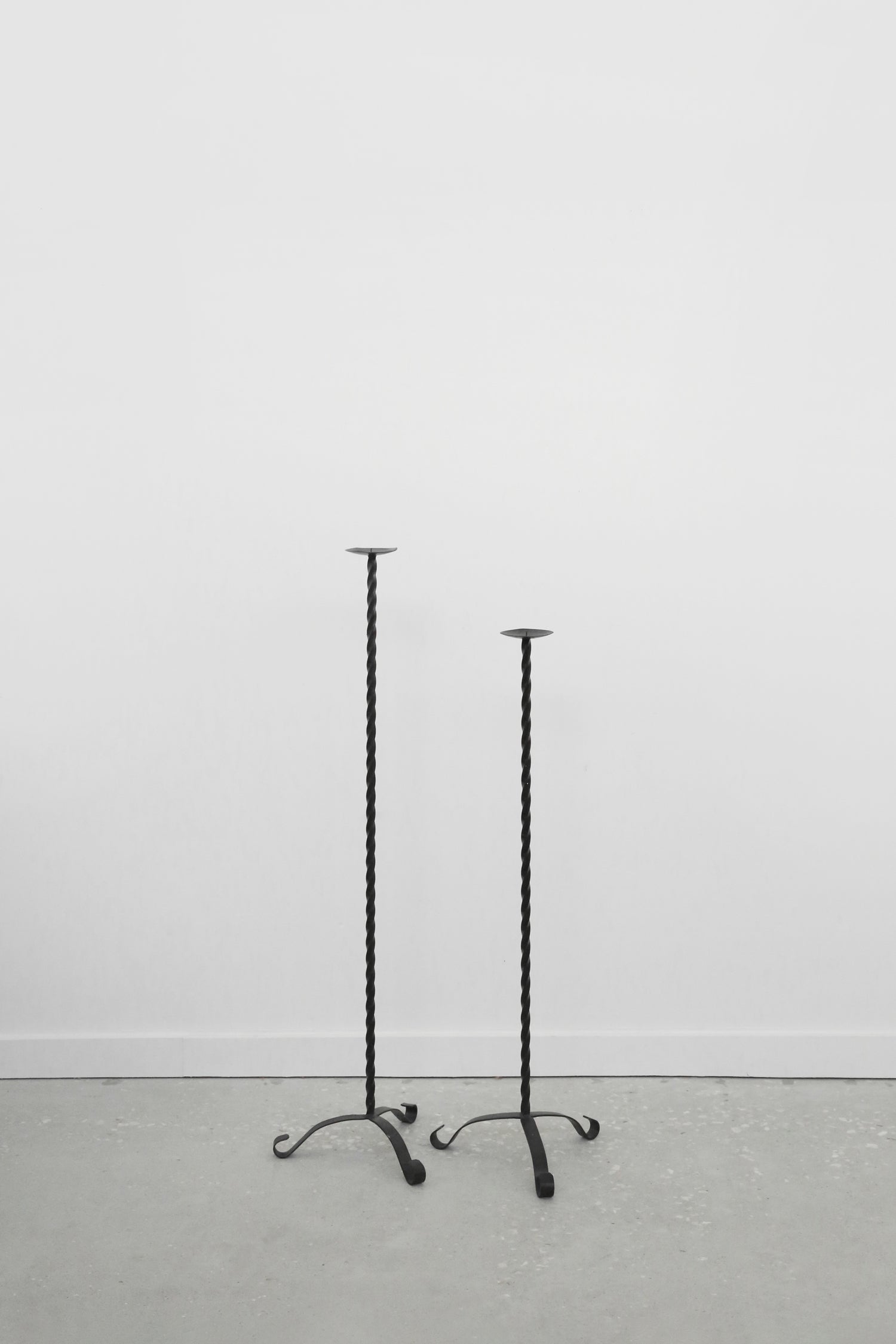 Twisted Iron Floor Candleholder Set