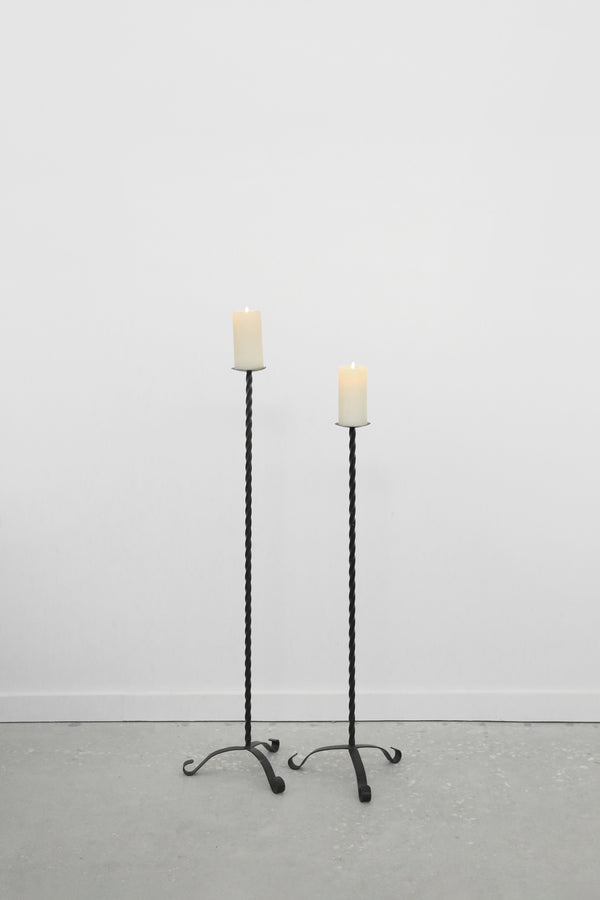 Twisted Iron Floor Candleholder Set