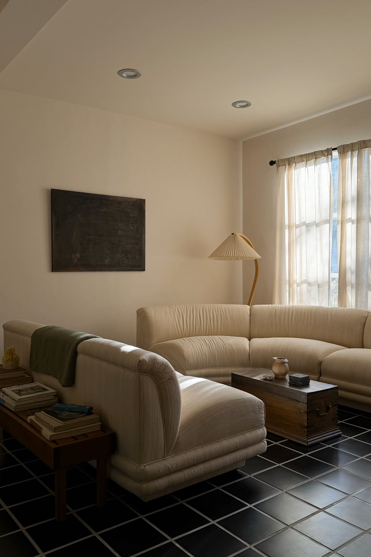 Vintage Three-Piece Curved Modular Sectional Sofa