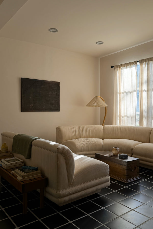 Vintage Three-Piece Curved Modular Sectional Sofa